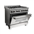 ZLINE 36" Dual Fuel Range, Snow Stainless, Snow Stainless Door, RAS-SN-36