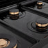 ZLINE 36" Porcelain Rangetop, Black Stainless, Brass Burners,RTB-BR-36