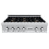 ZLINE 36" Porcelain Rangetop, DuraSnow®, 6 Brass Burners, RTS-BR-36