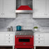 ZLINE 36" Professional Dual Fuel Range in Snow Stainless with Red Gloss Door, RAS-RG-36
