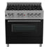ZLINE 36" Professional Dual Fuel Range, Snow Stainless, Black Matte Door, RAS-BLM-36