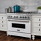 ZLINE 36" Professional Dual Fuel Range, Snow Stainless, White Matte Door, RAS-WM-36