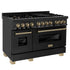 ZLINE 48" Autograph Dual Fuel Range, Black Stainless, Bronze RABZ-48-CB