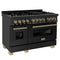 ZLINE 48" Autograph Dual Fuel Range, Black Stainless, Gold, RABZ-48-G
