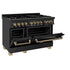 ZLINE 48" Autograph Dual Fuel Range, Black Stainless, Gold, RABZ-48-G