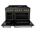 ZLINE 48" Autograph Dual Fuel Range, Black Stainless, Gold, RABZ-48-G
