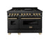 ZLINE 48" Autograph Dual Fuel Range, Black Stainless, Gold, RABZ-48-G