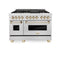 ZLINE 48" Autograph Dual Fuel Range, DuraSnow, Bronze, RASZ-SN-48-CB