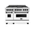 ZLINE 48" Autograph Edition, Dual Fuel Range, White Door, RAZ-WM-48-MB