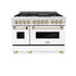 ZLINE 48" Autograph, Range Dual Fuel, DuraSnow, White Door, RASZ-WM-48-G