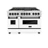 ZLINE 48" Autograph, Range, Dual Fuel, White door, RASZ-WM-48-MB