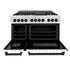 ZLINE 48" Autograph, Range, Dual Fuel, White door, RASZ-WM-48-MB