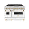 ZLINE 48" Autograph, Range, Dual Fuel, White Matte Door RAZ-WM-48-G