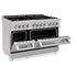 ZLINE 48" Dual Fuel Range, DuraSnow Stainless, Brass Burners, RAS-SN-BR-48
