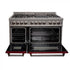 ZLINE 48" Dual Fuel Range in Snow Stainless, Red Gloss Door, RAS-RG-48