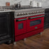 ZLINE 48" Dual Fuel Range in Snow Stainless, Red Gloss Door, RAS-RG-48