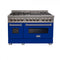 ZLINE 48" Dual Fuel Range Snow Stainless, Blue Matte Door, RAS-BM-48