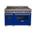 ZLINE 48" Dual Fuel Range Snow Stainless, Blue Matte Door, RAS-BM-48