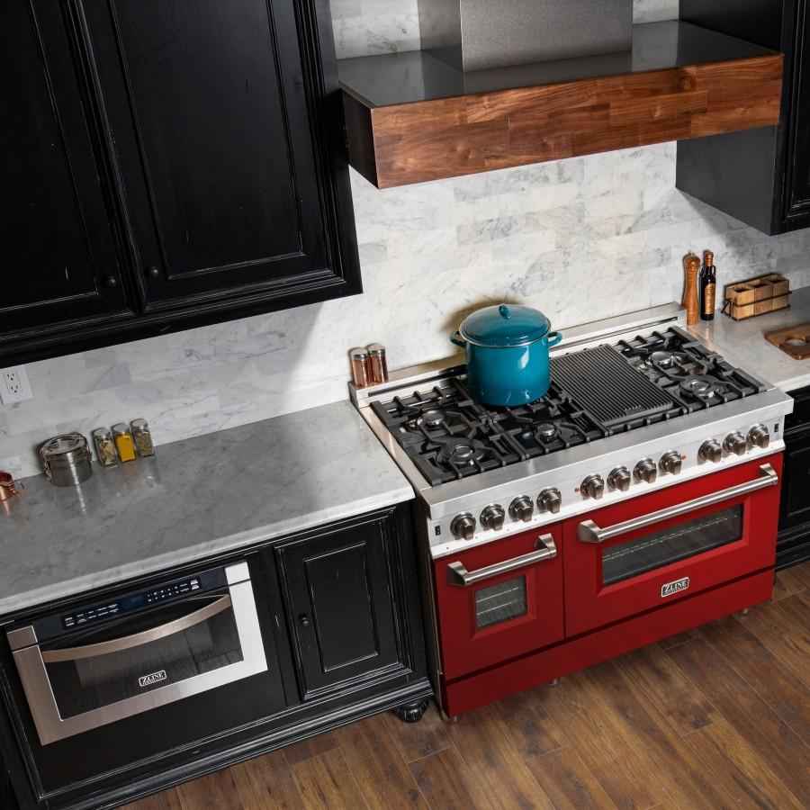 ZLINE 48" Professional Dual Fuel Range with Red Gloss Door, RA-RG-48