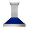 ZLINE 48" Snow Finish Wall Range Hood, Blue Gloss Shell, 8654BG-48