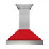 ZLINE 48" Snow Finish Wall Range Hood, Red Matte Shell, 8654RM-48