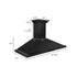 ZLINE 48" Wall Black Stainless Range Hood, Crown Speaker, BSKBNCRN-BT-48