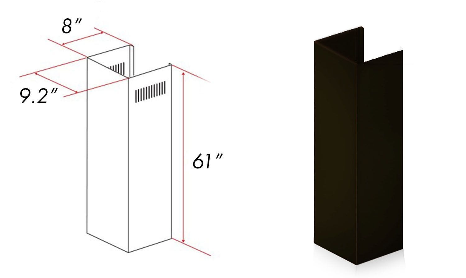 ZLINE 5 Ft. Chimney Extension For Ceilings Up To 12.5 Ft. 8KBB-E