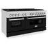 ZLINE 60" 7.4 cu. ft. Dual Fuel Range, Gas Stove and Electric Oven in Stainless Steel and Black Matte Door, RA-BLM-60