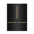 ZLINE 60" Autograph 32.2 cu. ft. 4-Door French Door Fridge Water/Ice Dispenser Black Stainless Steel Champagne Bronze Accents RBIVZ-BS-60-CB