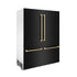 ZLINE 60" Autograph 32.2 cu. ft. 4-Door French Door Fridge Water/Ice Dispenser Black Stainless Steel Champagne Bronze Accents RBIVZ-BS-60-CB