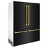 ZLINE 60" Autograph 32.2 cu. ft. 4-Door French Door Fridge Water/Ice Dispenser Black Stainless Steel Gold Accents RBIVZ-BS-60-G