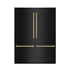 ZLINE 60" Autograph 32.2 cu. ft. 4-Door French Door Fridge Water/Ice Dispenser Black Stainless Steel Gold Accents RBIVZ-BS-60-G