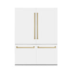ZLINE 60" Autograph Edition French Door Refrigerator, Internal Water, Ice Dispenser, White Matte, Champagne Bronze Accents RBIVZ-WM-60-CB