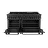 ZLINE 60" Dual Fuel Range, Black Stainless, Brass Burners, RAB-60
