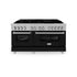 ZLINE 60" Dual Fuel Range Snow Stainless, Black Matte Door, RAS-BLM-60