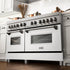 ZLINE 60" Dual Fuel Range Snow Stainless, White Matte Door, RAS-WM-60