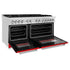 ZLINE 60" Professional Dual Fuel Range with Red Gloss Door, RA-RG-60