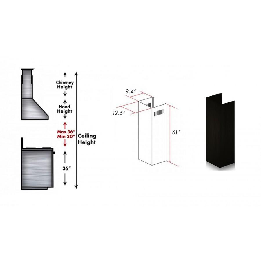 ZLINE 61 in. Wooden Chimney Extension for Ceilings up to 12.5 ft.,KBCC-E
