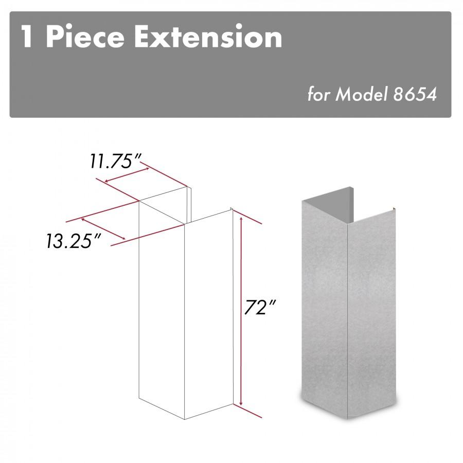 ZLINE 72 in. Extended Chimney and Crown, 8654-E
