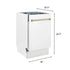 ZLINE Autograph 18" Dishwasher White Door, Bronze Handle DWVZ-WM-18-CB
