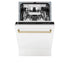ZLINE Autograph 18" Dishwasher White Door, Bronze Handle DWVZ-WM-18-CB