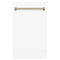 ZLINE Autograph 18" Dishwasher White Door, Bronze Handle DWVZ-WM-18-CB