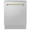 ZLINE Autograph 24" Dishwasher Stainless Door, Champagne Bronze Handle DWVZ-304-24-CB