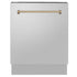 ZLINE Autograph 24" Dishwasher Stainless Door, Champagne Bronze Handle DWVZ-304-24-CB