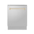 ZLINE Autograph 24" Dishwasher Stainless Door, Gold Handle DWVZ-304-24-G