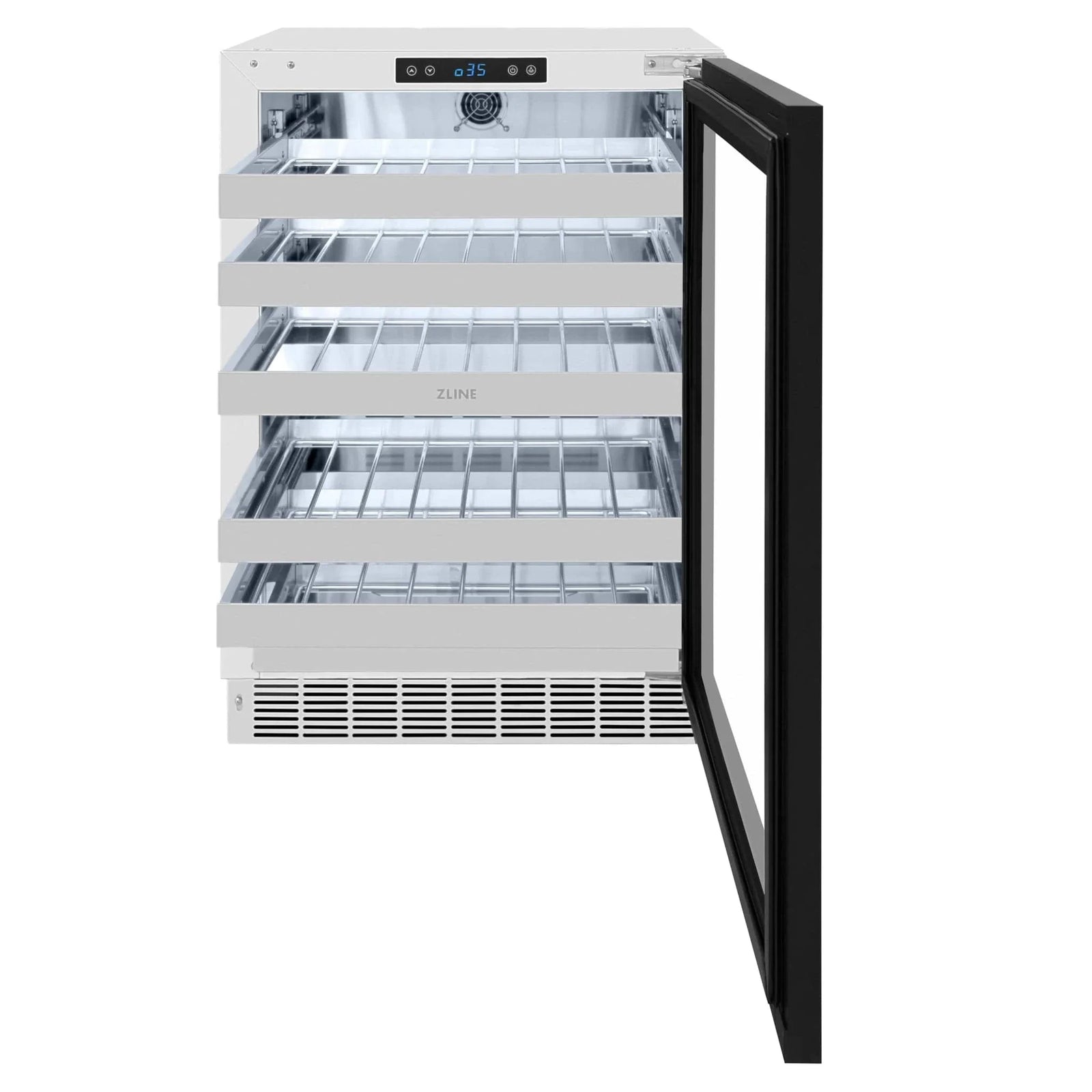 ZLINE Autograph 24 in. Dual Zone 44 Bottle Wine Cooler With Panel Ready Glass Door And Champagne Bronze Handle RWDPOZ-24-CB