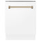 ZLINE Autograph 24" White Door Dishwasher, Bronze Handle DWVZ-WM-24-CB