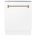 ZLINE Autograph 24" White Door Dishwasher, Bronze Handle DWVZ-WM-24-CB