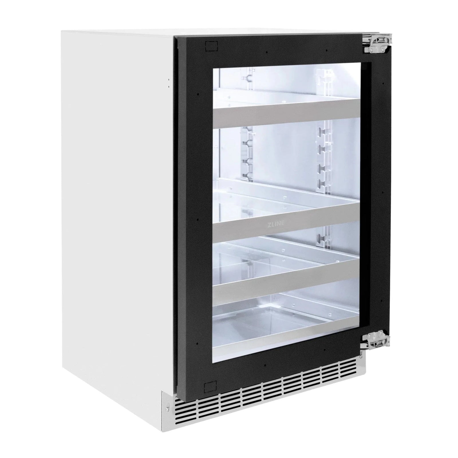 ZLINE Autograph Edition 24 in. Touchstone 151 Can Beverage Fridge With Panel Ready Glass Door And Champagne Bronze Handle RBSPOZ-24-CB
