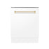 ZLINE Autograph White Door 24" Dishwasher, Gold Handle DWVZ-WM-24-G